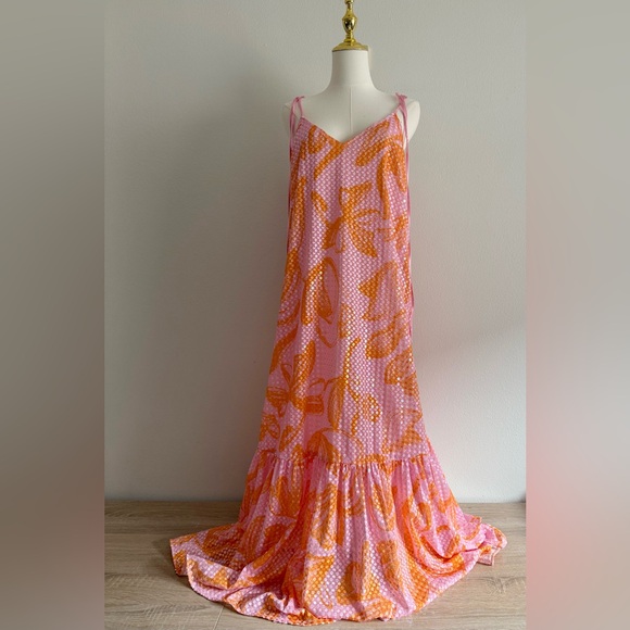 STINE GOYA Francisca Sequin Maxi Dress Women’s Sz M pink/orange NWOT - Picture 3 of 12